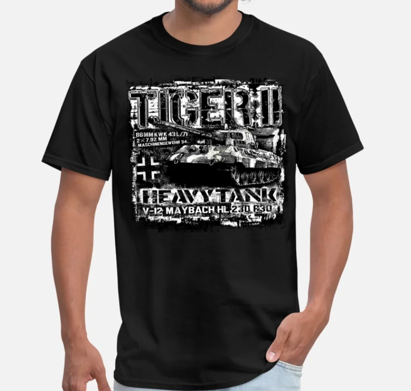 

WWII German Tiger II Heavy Tank Wehrmacht Panzer T Shirt. Short Sleeve 100% Cotton Casual T-shirts Loose Top Size S-3XL