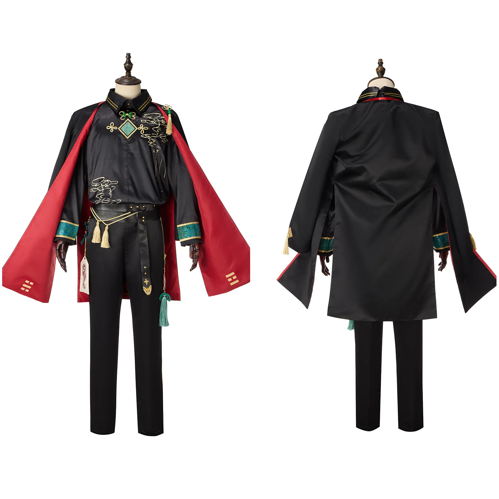 Anime Fgo Taigong Wang Cosplay Costume for Men Adult Vintage Cloak Top Pants Accessories Sashes Halloween Carnival Party Outfits