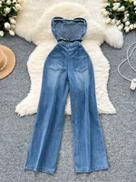 Hong Kong Sle Chic Hollow out Svel High Waist Slimming Denim Overalls Casual Hole Punching Design Commute Straight Tube - Image 4