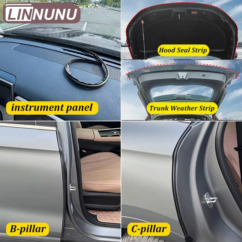 LINNUNU Car Door B Pillar Sound Insulation Rubber Seal Strip For Geely Starray EM-i EX5 EM-i 2026 Galaxy Starship 7 Accessories