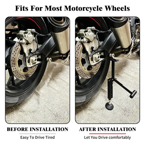 Imagen 2 del producto Soporte Universal para rueda de motocicleta, marco de elevación basculante que ahorra trabajo, Metal para Harley Chopper Cruiser Cafe Racer, elevador lateral de rueda