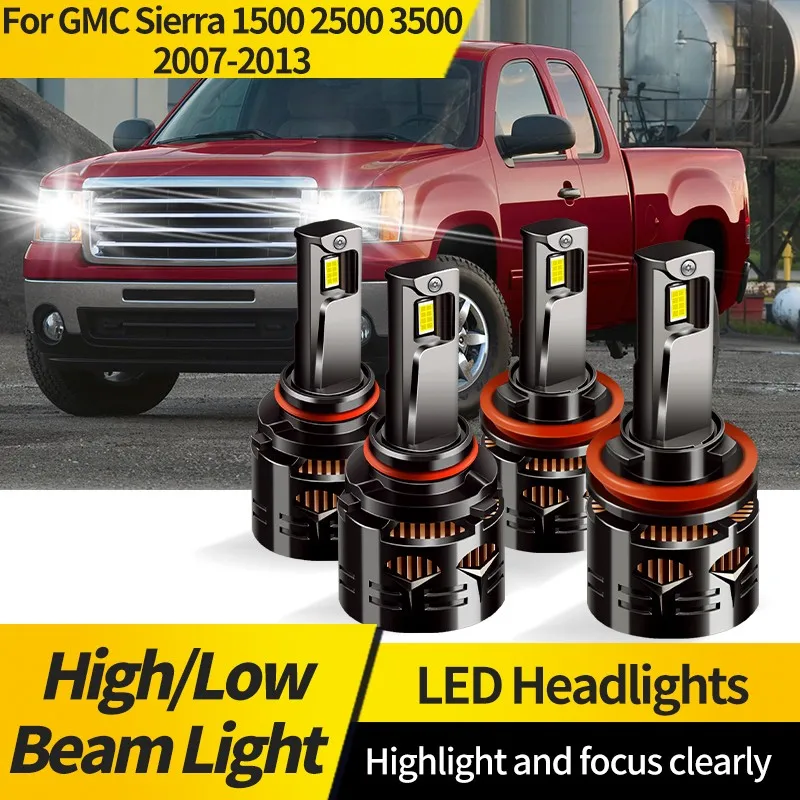 

2PCS For GMC Sierra 1500 2500 3500 2007-2013 9005 HB3 LED Headlight Bulb H11 Super Bright Auto Driving Headlamp Hi/Lo Beam Bulbs