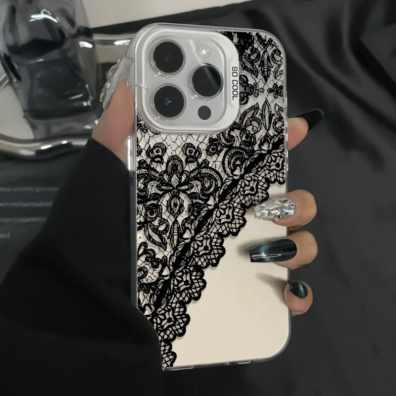 Creative Energetic Light Luxury Lace Trim Phone Case For iPhone 17 16 15 Pro Max 14 13 12 11 XS X XR 7 8 Plus 16E 17 Air Cover - Image 2