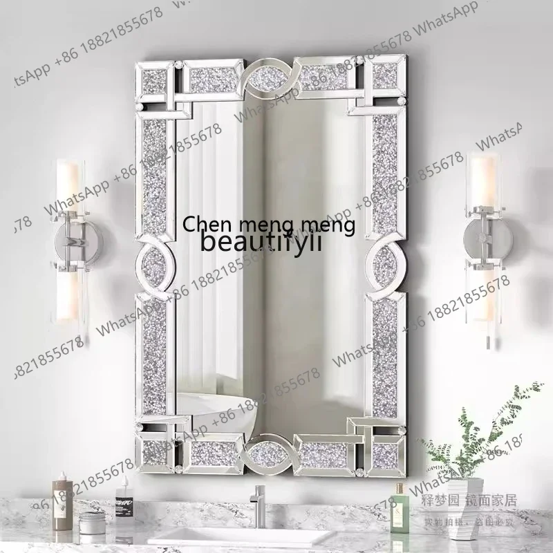 

CC182European bathroom mirror wall hanging toilet toilet mirror light luxury entrance decorative mirror R