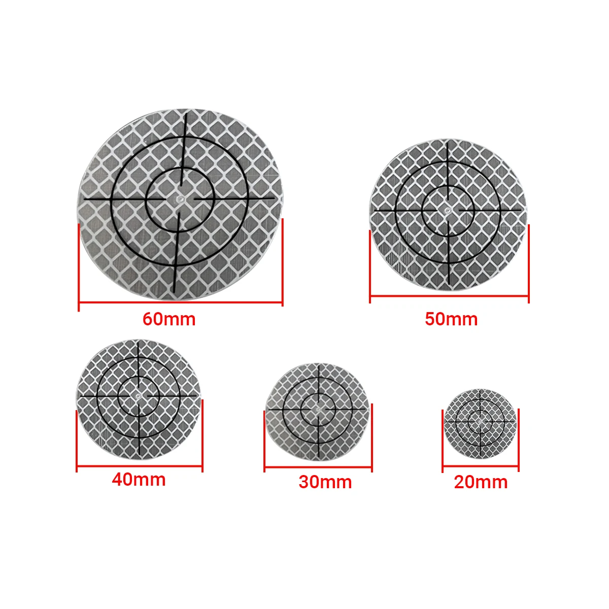 100 sztuk okrągłych arkuszy odblaskowych do tachimetru i geografii z białym celem Naklejka odblaskowa Rozmiar 20 mm 30 mm 40 mm 50 60 mm