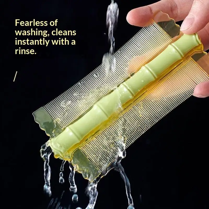 New Plastic Bamboo Node Comb Double Sided Encrypted Teeth Removing Head Lice Dandruff Removal Scalp Hair Comb Practical Tool