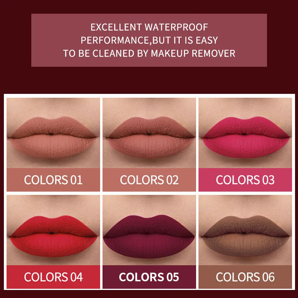 HANDAIYAN-Rouge à lèvres liquide résistant à l'eau, 6 pièces, kit de maquillage, anti-adhésif, longue durée, beauté, cosmétiques, style coréen