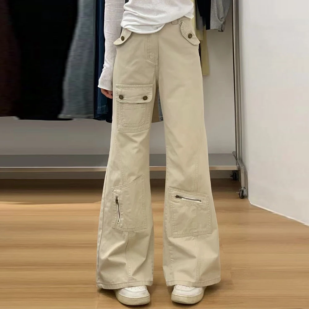 تصميم أدوات الجيب جينز نسائي صيفي جديد عالي الخصر فضفاض غير لاصق وسراويل أرضية رفيعة