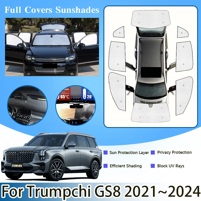 

Car Full Anti-UV Sun Visors For Trumpchi GAC GS8 2021~2023 2024 Parasol Window Windshield Sunshades Covers Stickers Accessories