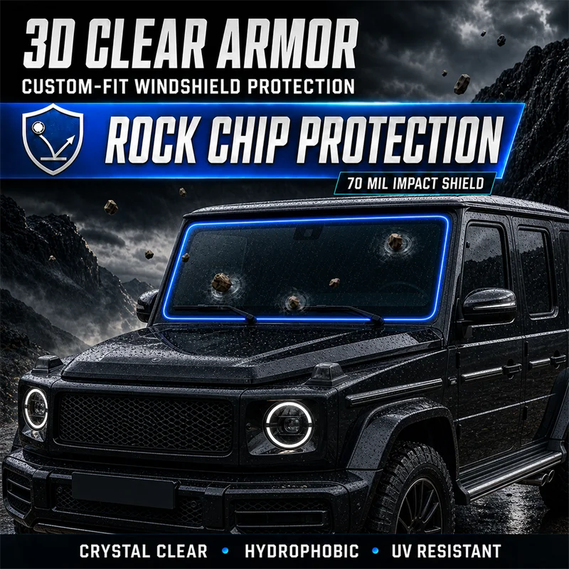 Protector de Parabrisas 3D de 1.8mm para Mercedes-Benz Clase G G63 G Wagon, Ajuste Personalizado, Protección Contra Piedras, Transparente e Hidrofóbico