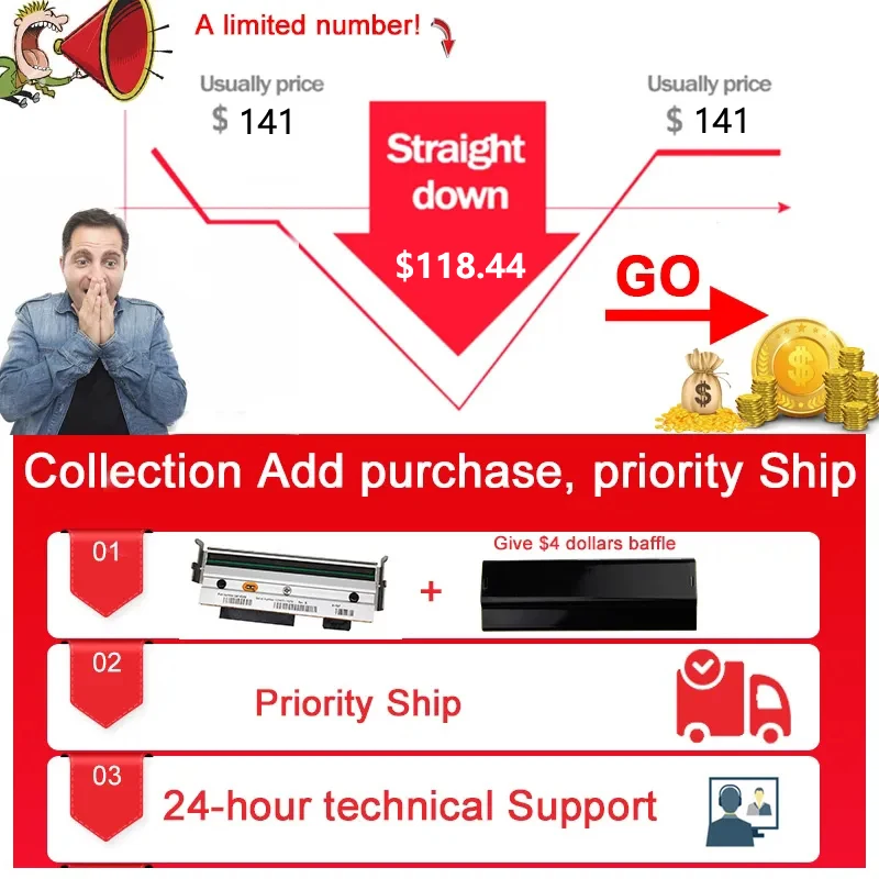 New Printhead For zebra ZM400 200dpi Thermal Barcode Label Printer,PN 79800M,Compatible, Warranty 3 months