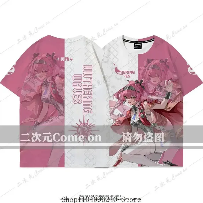 Gra Wuthering Waves Lupa Leia Męska Casual Damska Koszulka Krótkim Rękawem Z Okrągym Dekoltem Anime GIOCO