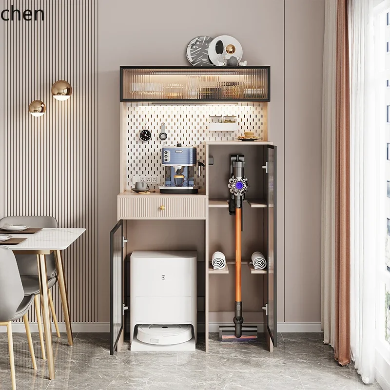 TQH6.23 Solid Wood Side Cabinet High Cabinet Storage Cabinet Sweeping Robot Storage Vacuum Cleaner Storage