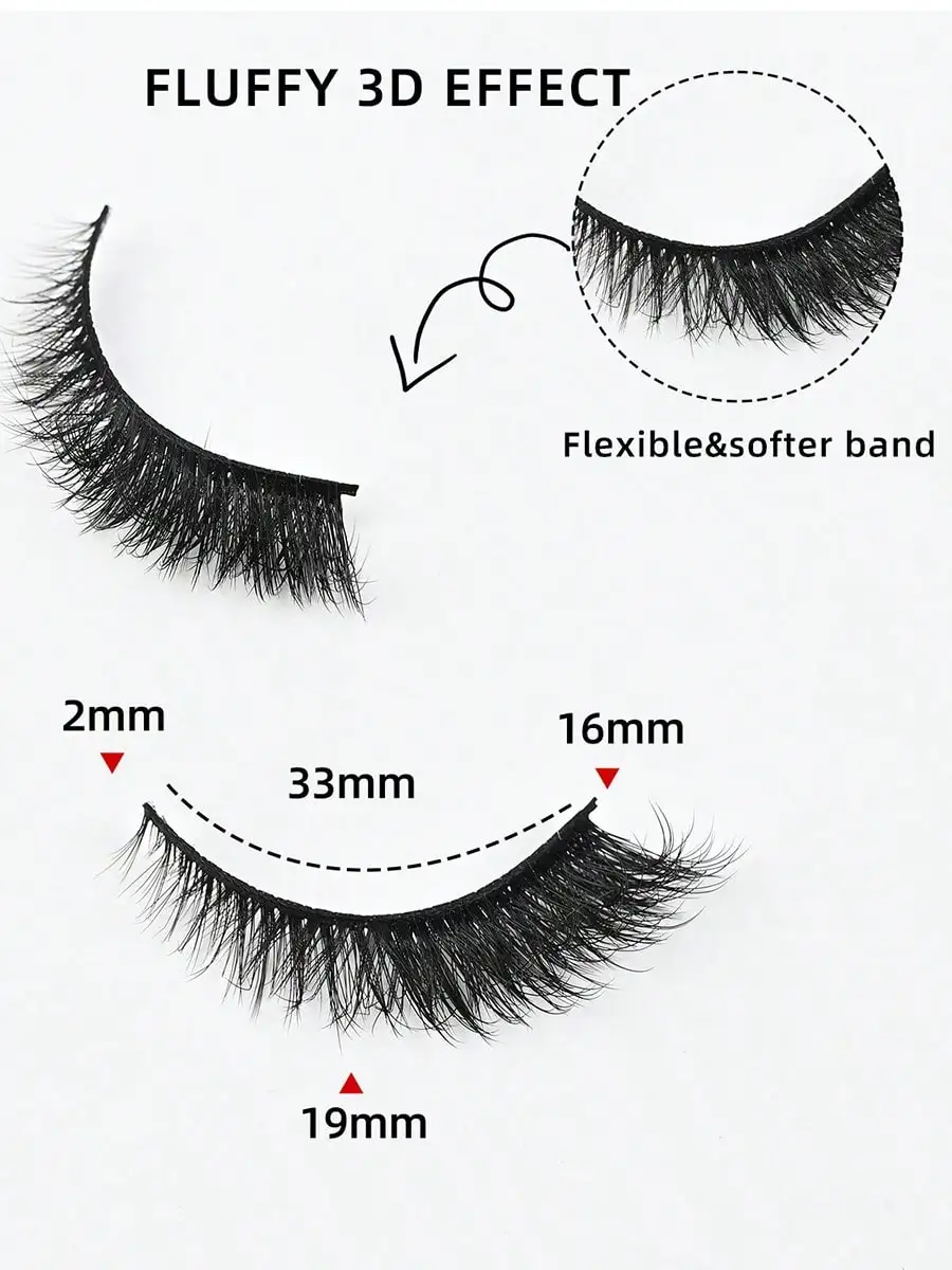 새로운 10 쌍 자연 짧은 3D 밍크 가짜 속눈썹 5D 푹신한 가짜 속눈썹 메이크업 키트 밍크 속눈썹 확장 눈 속눈썹 짧은 속눈썹