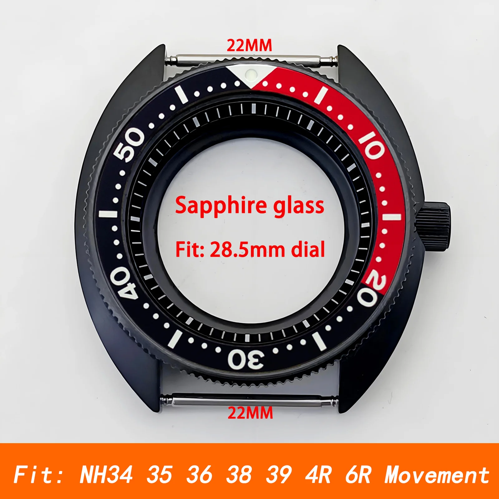 

Mod Black Turtle Case NH35 Case Crown 3.0 Sapphire Crystal Glass Aluminum Insert Stainless Steel Watch Case