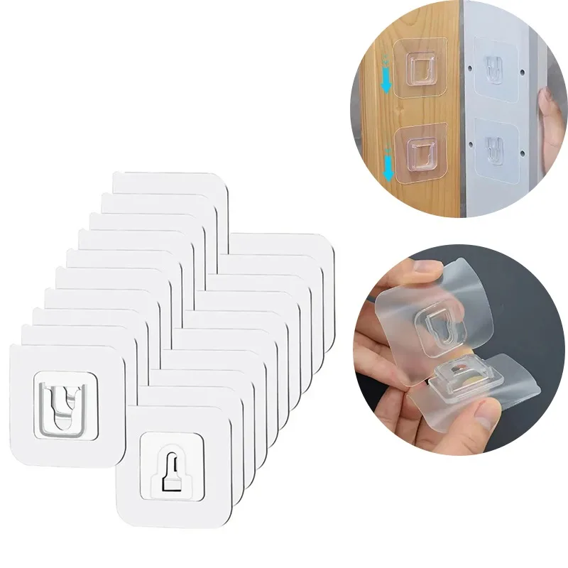 Doppelseitig klebende Wandhaken, unsichtbar, spurlos, abnehmbar, keine Rückstände, starker Griff für die Aufbewahrung von Badezimmer, Küche und Schlafzimmer