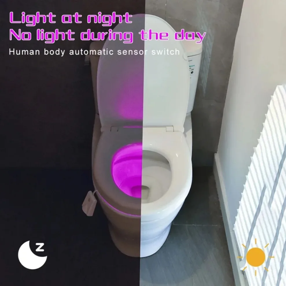 Imagem -02 - Smart Pir Motion Sensor Toilet Seat Night Light Luz de Fundo Impermeável para Vaso Sanitário Bowl Lâmpada Led wc 10 Cores 500mah