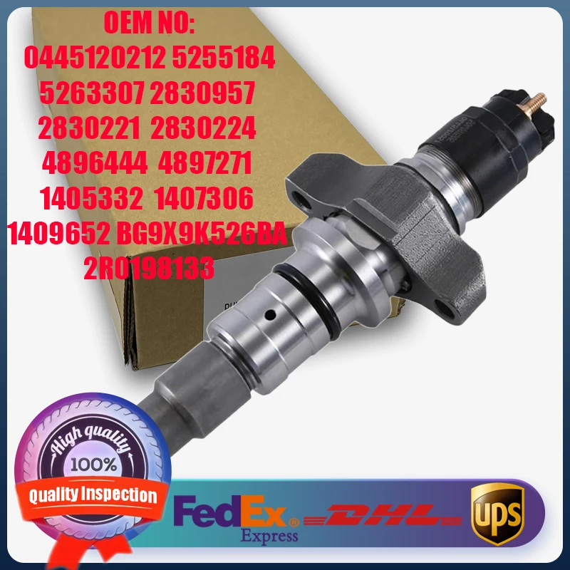 

High Quality Common Rail Fuel Injector 0445120212 5255184 5263307 Suitable for Cummins ISBe 3.9/5.9L Engine Ford Iveco