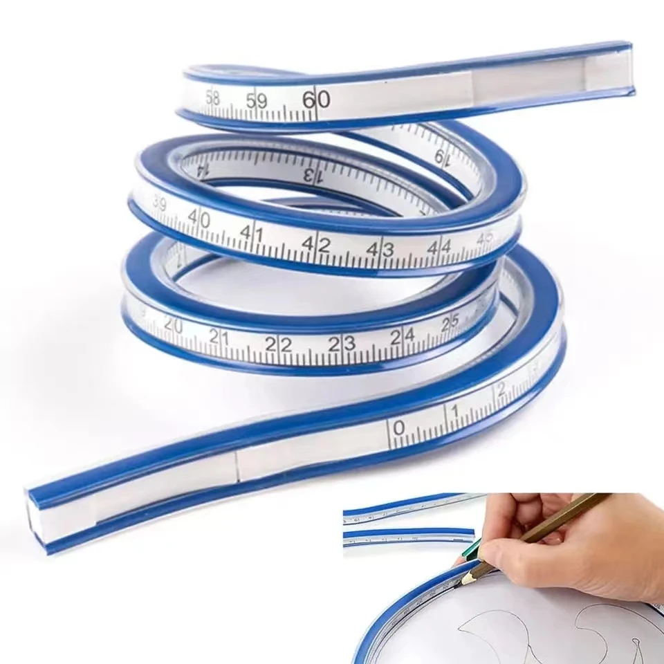 

1PC Flexible Curve Ruler Drafting Drawing Tool Snake Shaped Ruler Flex Curved Ruler Quilting Plastic School Office Supplies