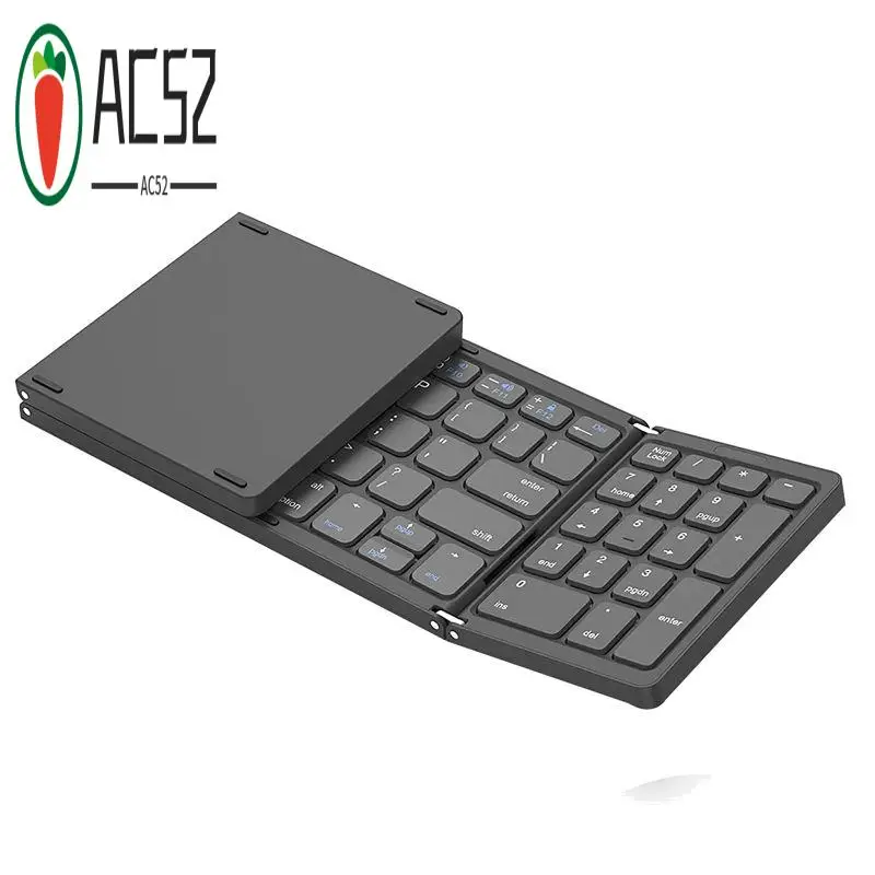 AC52-Foldable Bluetooth Keyboard, USB Rechargeable Wireless Keyboard For IOS, Android, Windows PC Laptop Smartphone