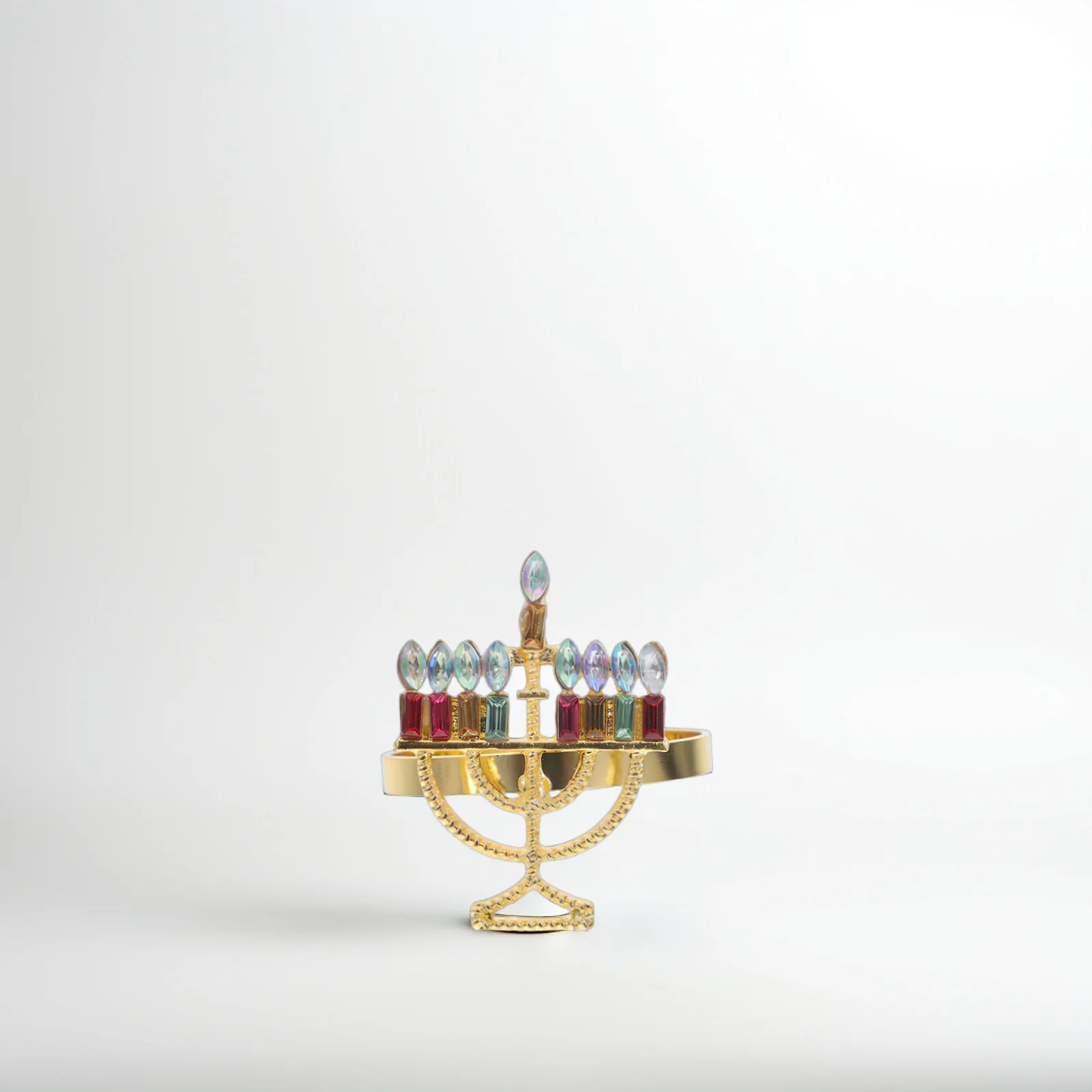 

6Pcs Chanukah Menorah Napkin Rings Gold Metal Rhinestone Napkin Buckles Holiday Dining Decor Jewish Holiday Table Accessories