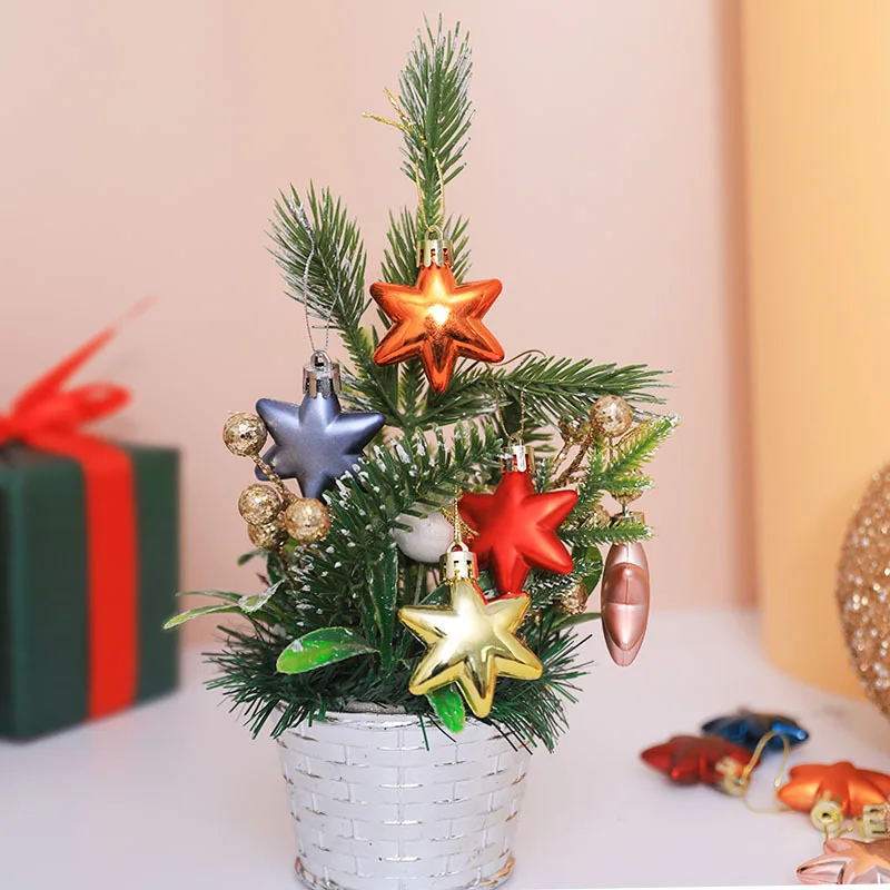 12pcs Christmas Tree Star Ornaments Holiday Party Decorate 5cm Special-Shaped Ball Pendant Shiny Colorful Pentagram Hangle