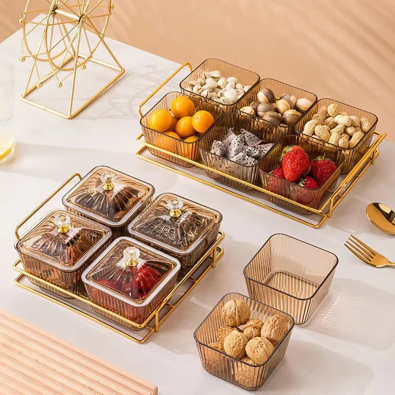 

Легкая роскошная разделенная тарелка для закусок, подходит для домашнего использования в качестве тарелки с фруктами, размещенная в гостиной, баре или КТВ