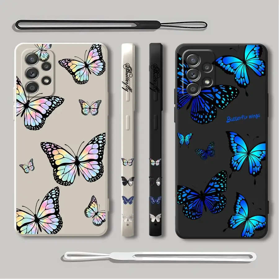 

Чехол для телефона «Синяя бабочка» для Samsung A11 A12 A13 A14 A15 A22 A23 A32 A52 4G 5G A21s A24 4G A25 A33 A34 A42 A52s A53 A54 5G