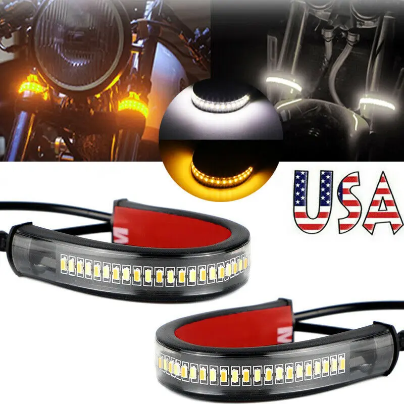 

2pcs White＆Yellow Turning Led Light For Motor Motoycycle Bike Electric Bicycle Car Stickers Atmosphere Tail Lights Decals