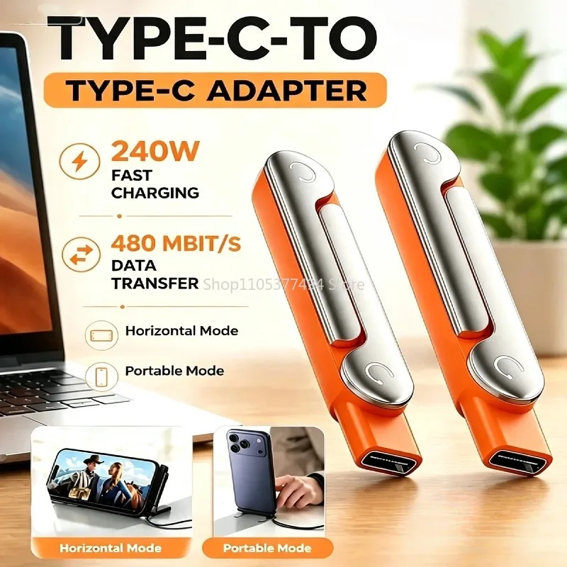 Suporte de Carregamento 240W com Fio e Apoio Invisível, Suporte Dobrável para Celular, Carregador USB Tipo C Plano, Cabo de Carregamento e Suporte de Chão para Celular