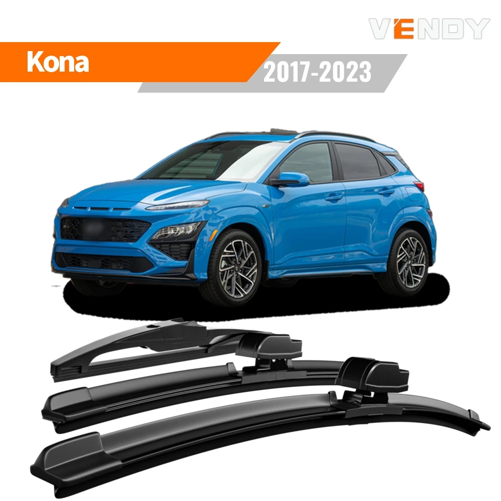 

1set Front & Rear Windshield Wiper Blades Windscreen Wipers For Hyundai Kona 2017-2023 Rubber Brushes Car Accessories Refills