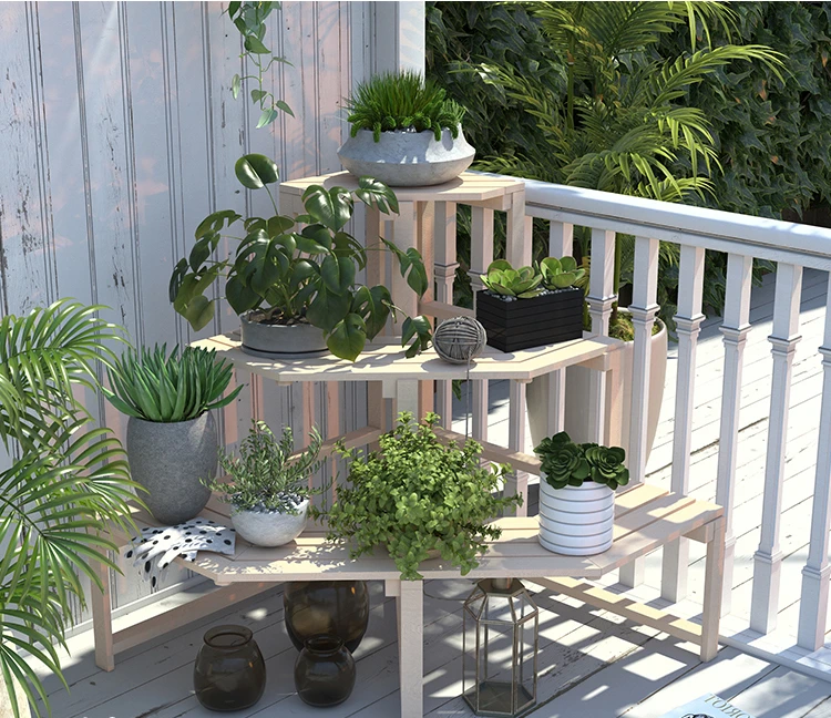 Balcony corner flower rack outdoor corner ladder triangle multi-layer corner rack floor-to-ceiling garden against the wall