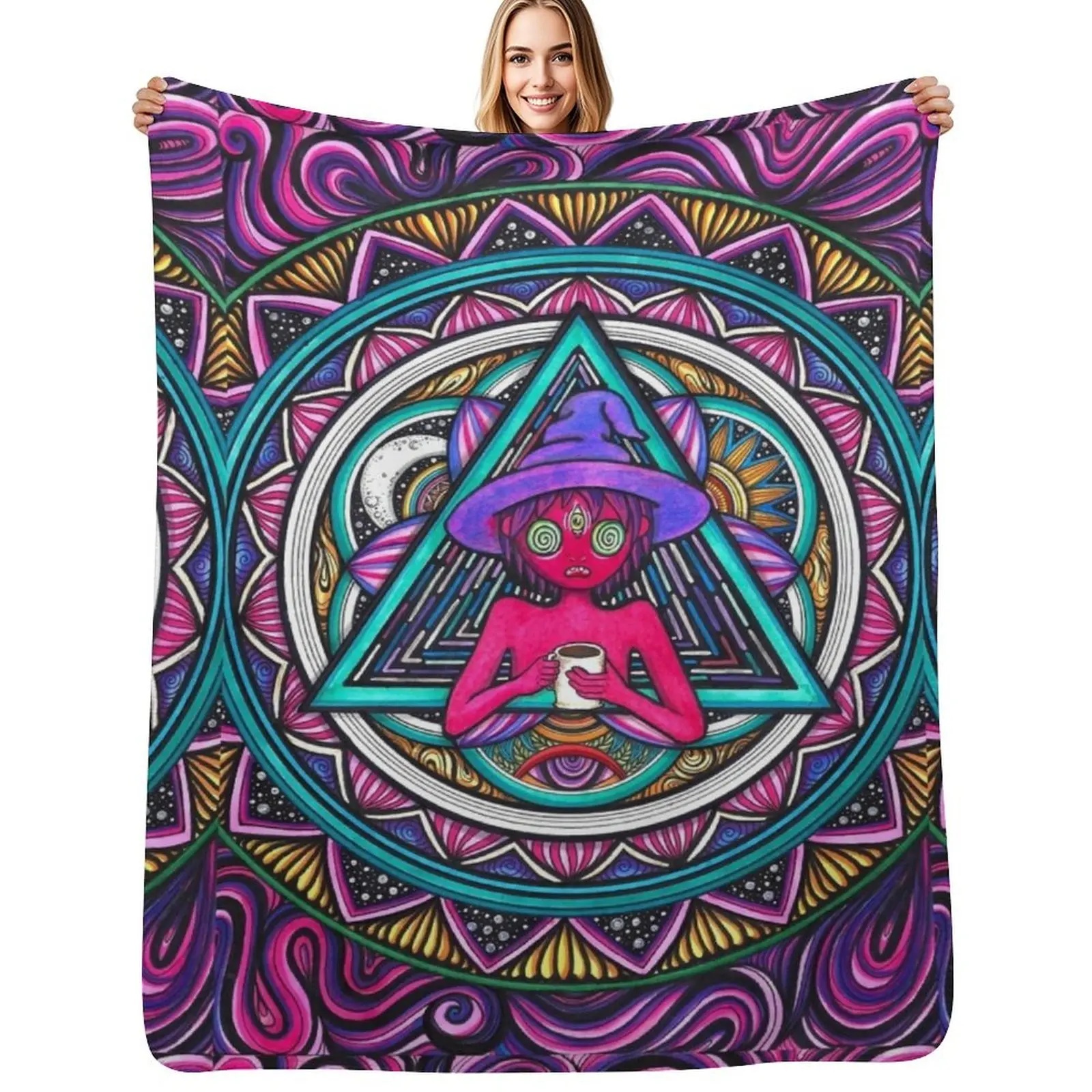 

Trippy Clancy Mandala Inspired Throw Blanket Elegant Warm Throw Blanket for Hotel Home