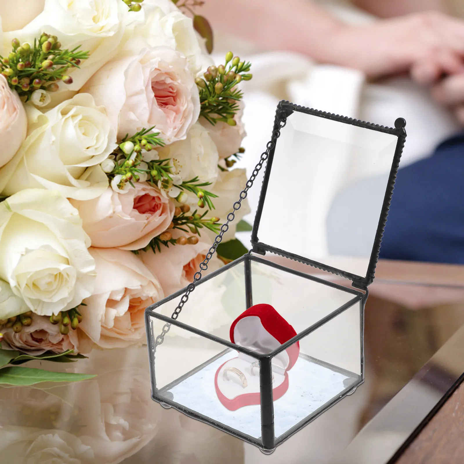 

Glass Jewelry Box Elegant European Style Jewelry Storage Organizer Display Case for Rings Necklaces Bracelets Wedding Gift