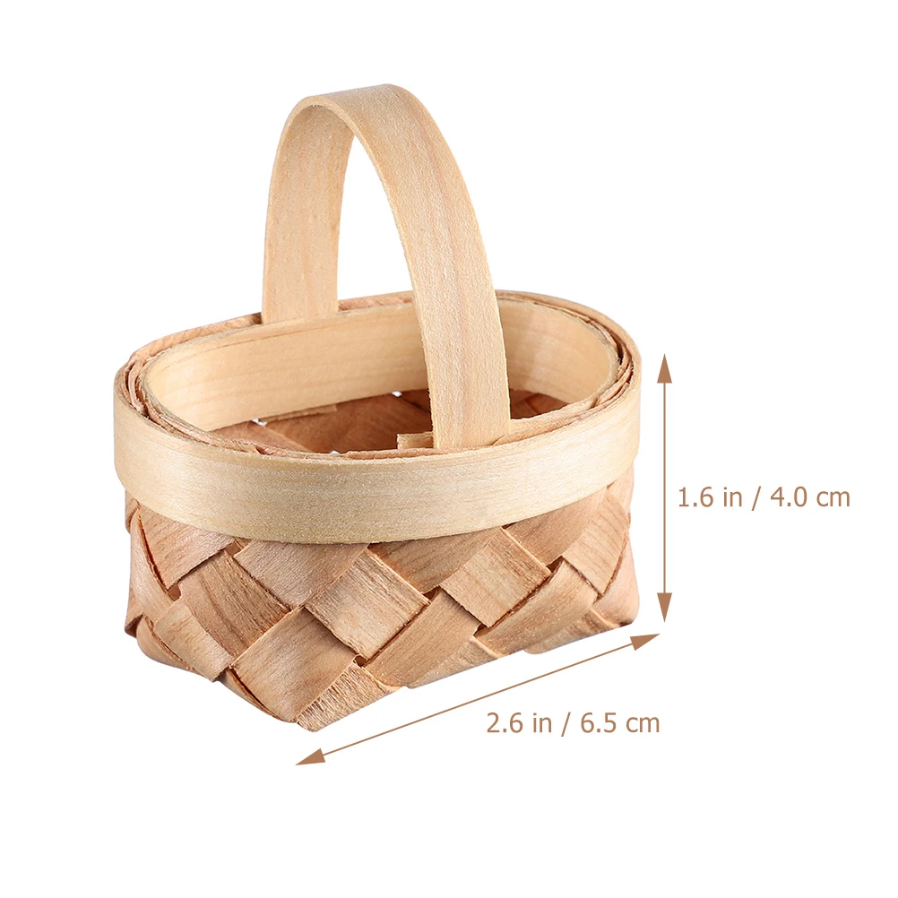 Basket Baskets Mini Woven Picnic Easter For Tiny Crafts Small Wooden Miniature With Flower Wood Favors Party Wicker Handles