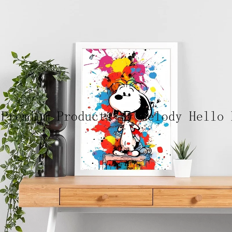 MINISO Disney Cartoon Snoopyr Canvas Poster Home Anime Wall Art Painting Prints Pictures Children Bedroom Living Room Decor Gift