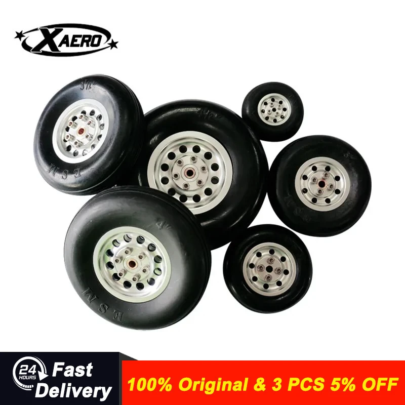 Roue en caoutchouc de moyeu en aluminium XAERO-remplacement de pneu de train d'atterrissage d'avion RC-jante et essieu usinés CNC durables