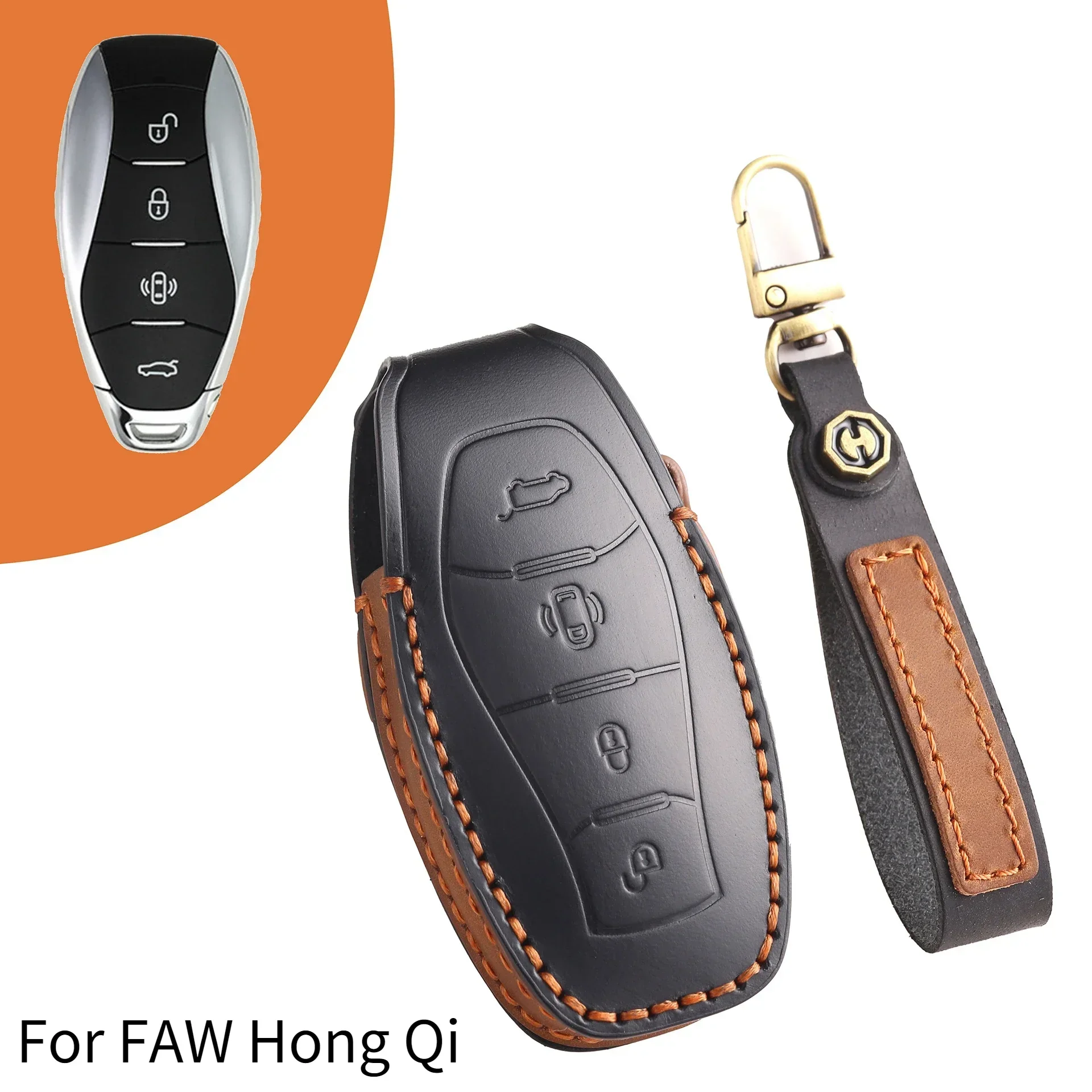 For FAW Hong Qi H5 2021 2022 2023 New Hongqi H5 4-key protective case Leather high-grade car key cover