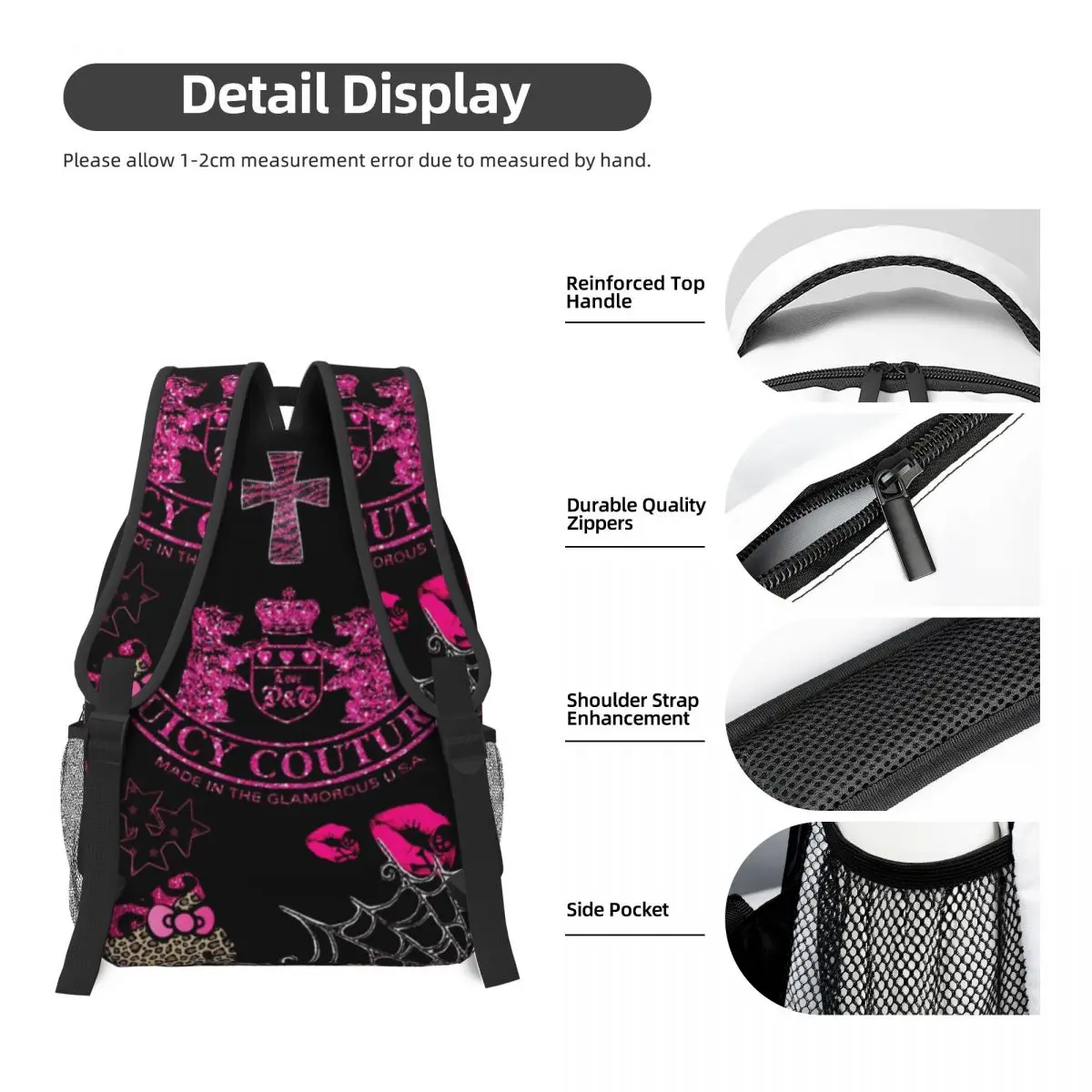 Hot-Sale-Like-Juicy-Couture-Style New Fashionable Pattern School Bag Print Lightweight Backpack 17in