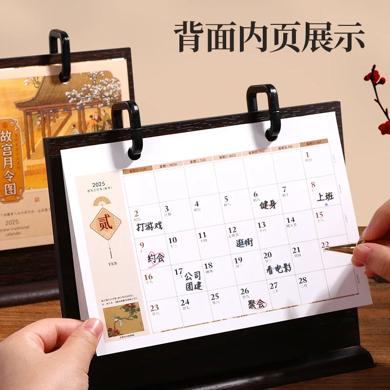 Planner Standing Desk Calendar 2025 Vibrant Color Desktop Calendar Chinese Snake Year Monthly Planner Smooth Writing Schedule