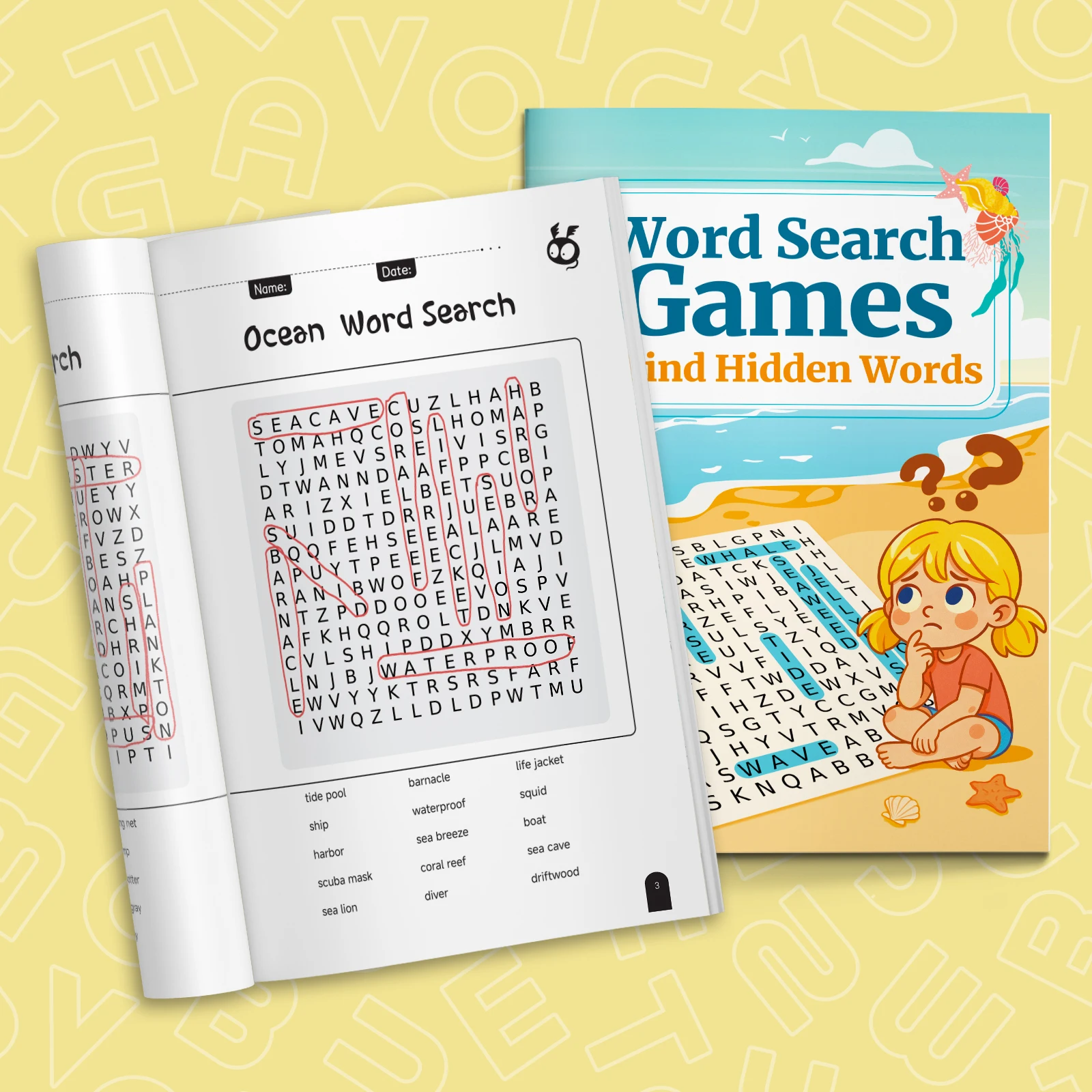 Find The Word Puzzle Book for Kids, Word Search Activity Book, Educational Crossword Game, Brain Training Workbook