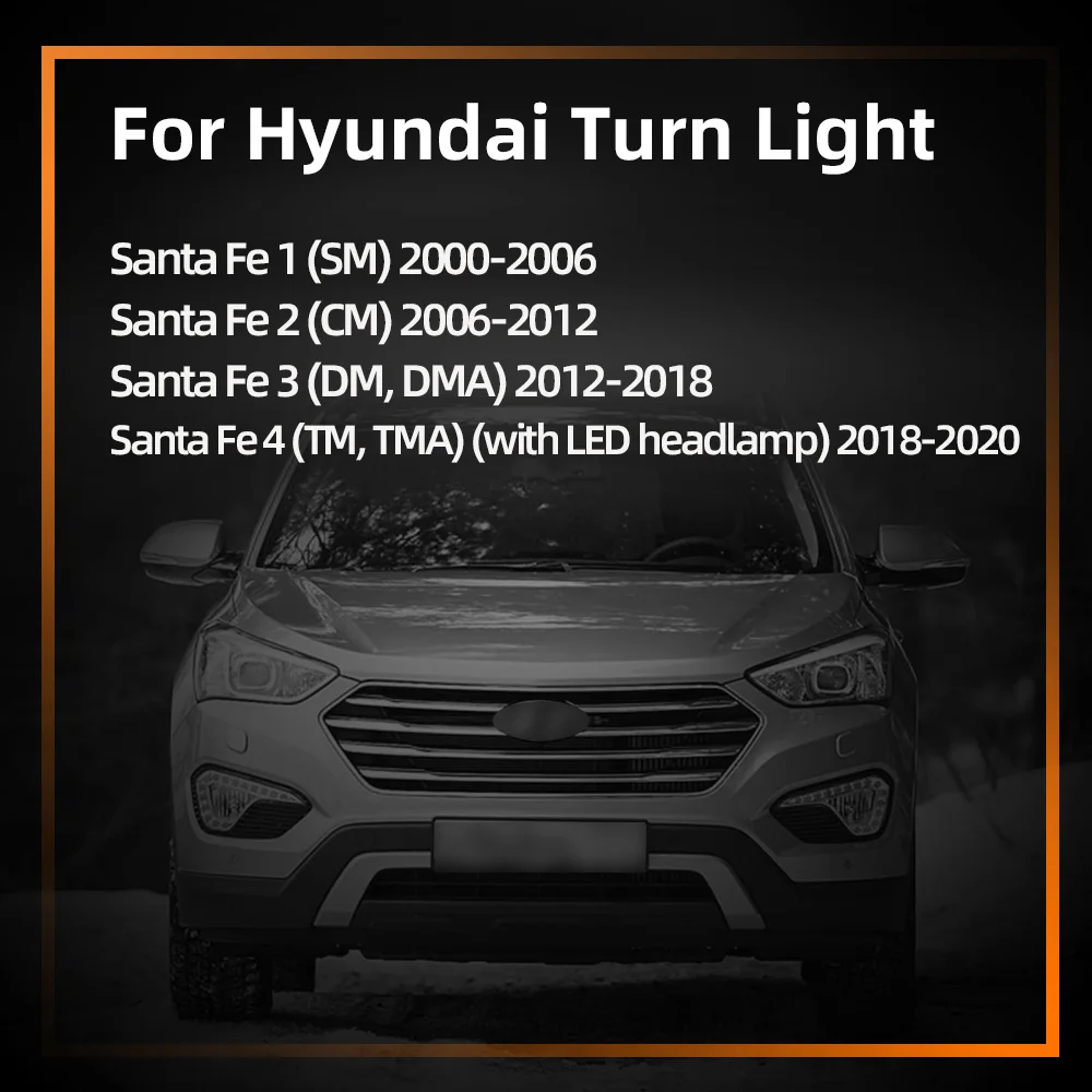 Luzes led de sinalização para hyundai santa fe 1 2 3 4 2000-2020 2012 2013 2014 2015 2016 2017 2018 2019 lâmpada indicadora traseira dianteira