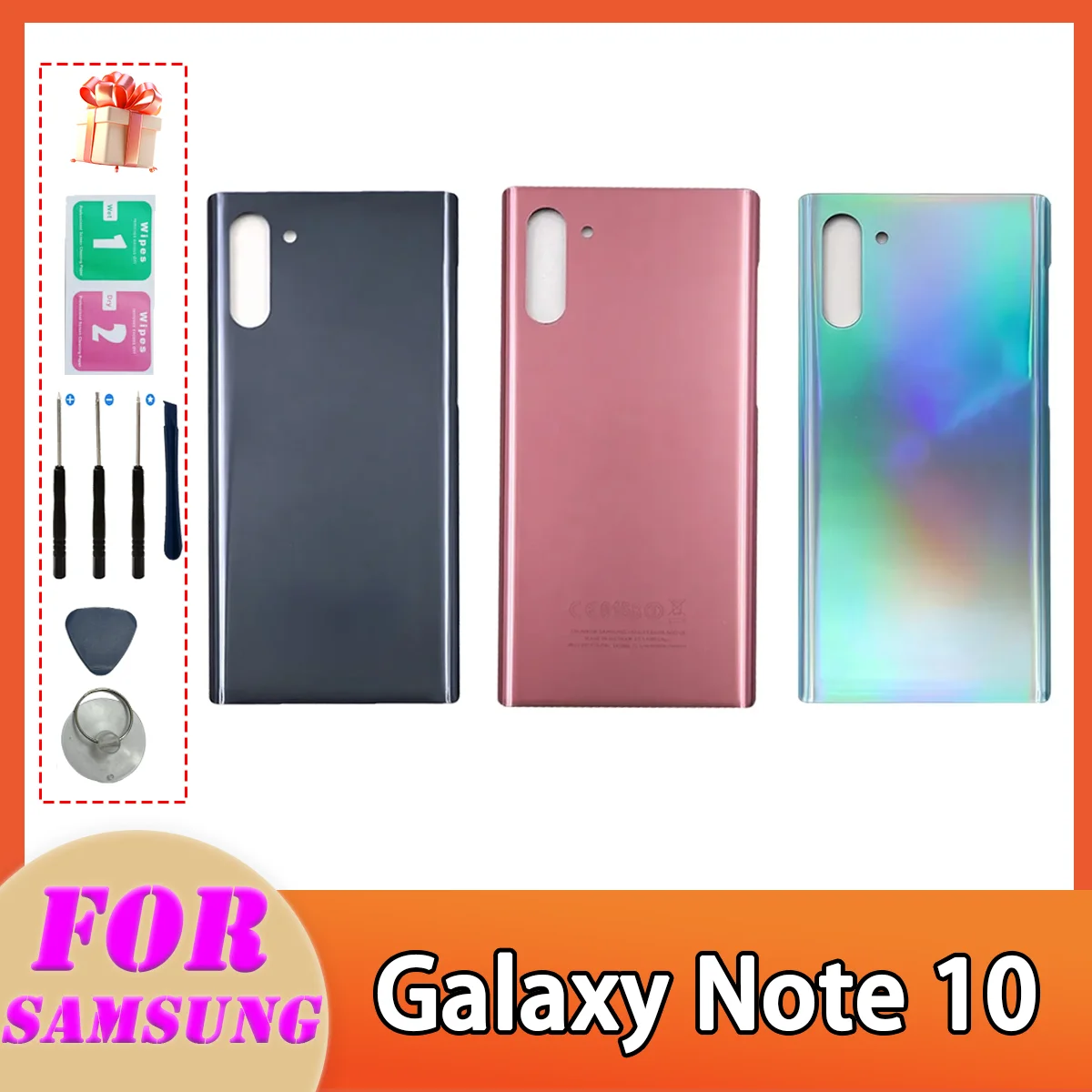 New For Samsung Galaxy Note 10 Battery Back Cover Glass Panel, Rear Door Housing Case Camera Lens Replace