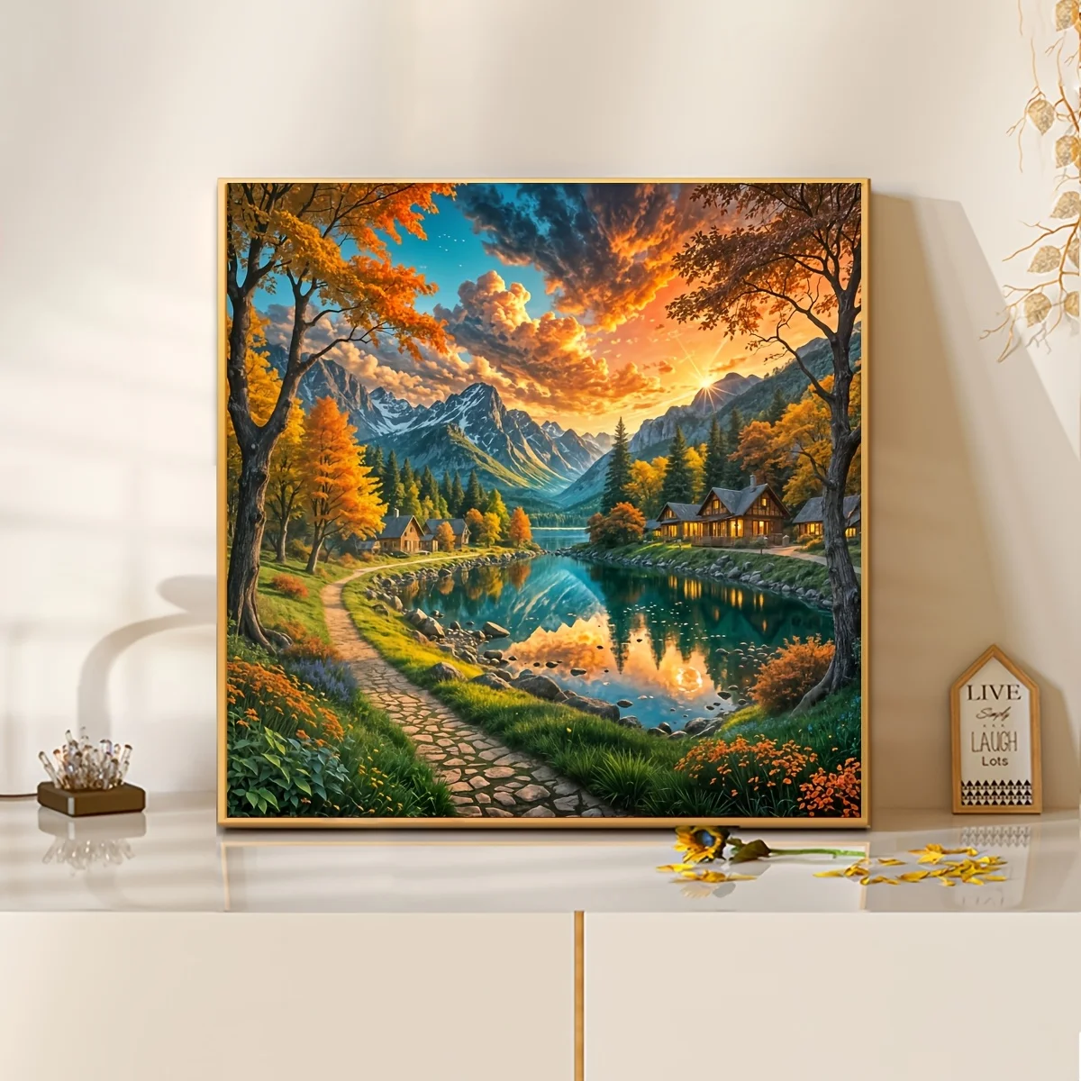 

Sunset in The Mountains,forests,and Lakes Jigsaw Puzzle 500/1024 PCS Holiday Stress Relieving Fun Games Home Decor Holiday Gifts