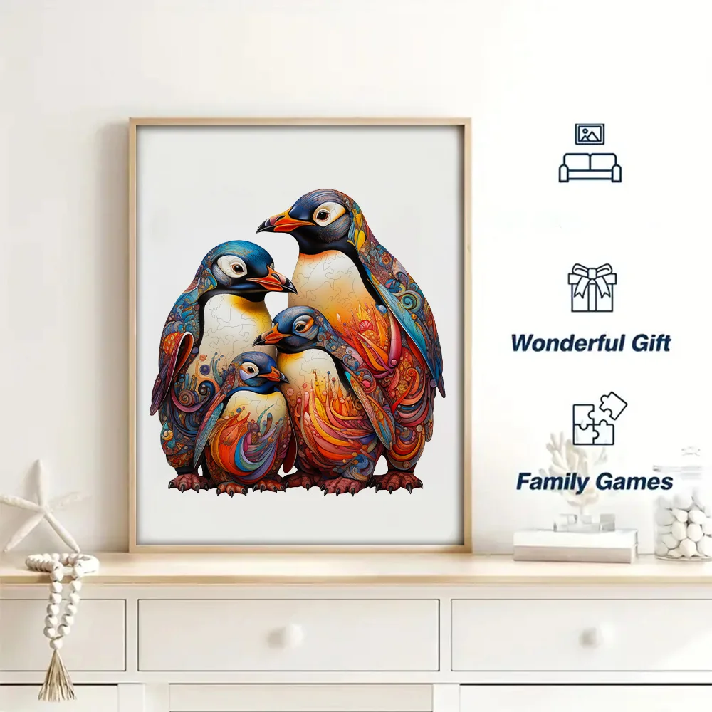 Puzzles en bois pingouin et animaux pour adultes et enfants – Jouets éducatifs de forme unique, cadeaux d'anniversaire et jeux familiaux