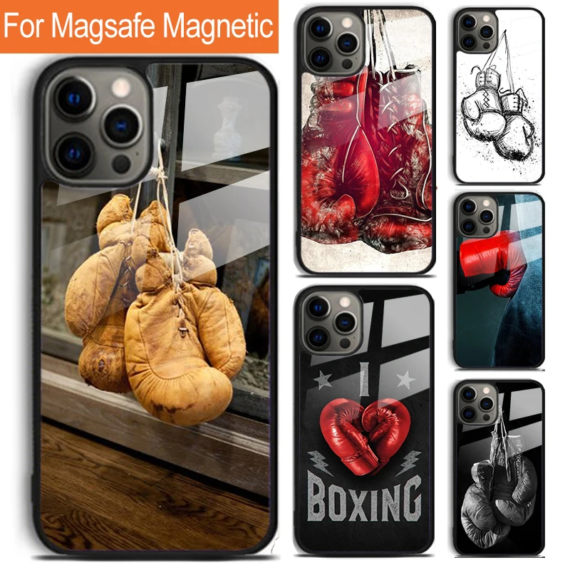 A Boxer wearing Boxing Gloves Phone Case For iPhone 16 15 14 13 12 11 Pro Max Plus Magsafe Magnetic Wireless Charging Cover