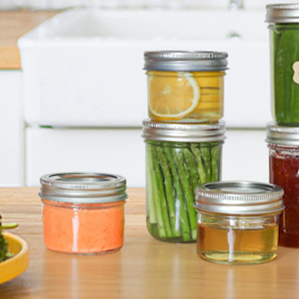 

8Pcs Mini Mason Jars Plastic Jam Jar Aluminum Lid Leakproof Reusable Storage Containers for Honey Cake Kitchen Use
