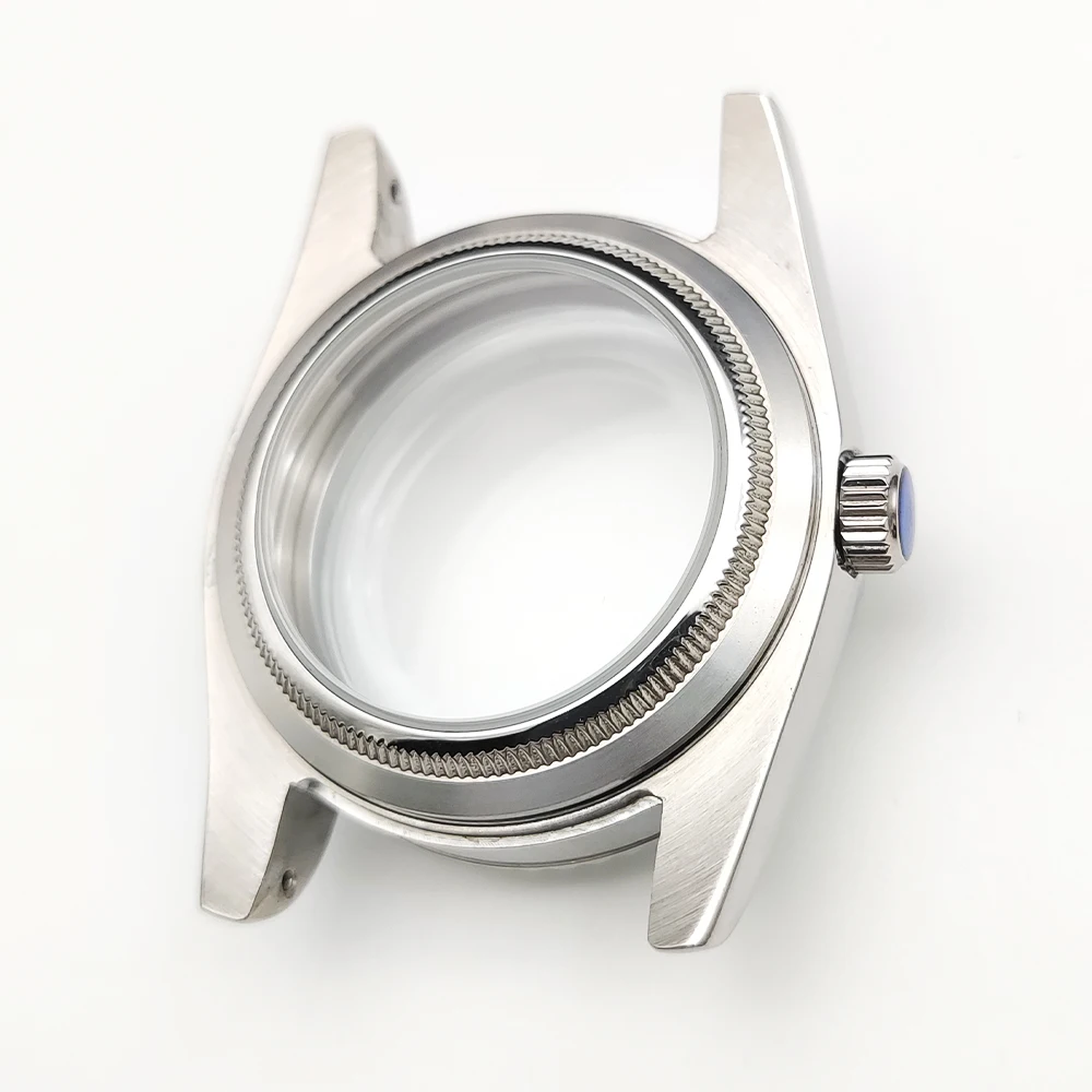 36MM Log Case Bubble Lenses Glass Watch Case + Stainless Steel Band Set Gear Suitable for 4R/NH36 Movement Watch Accessories