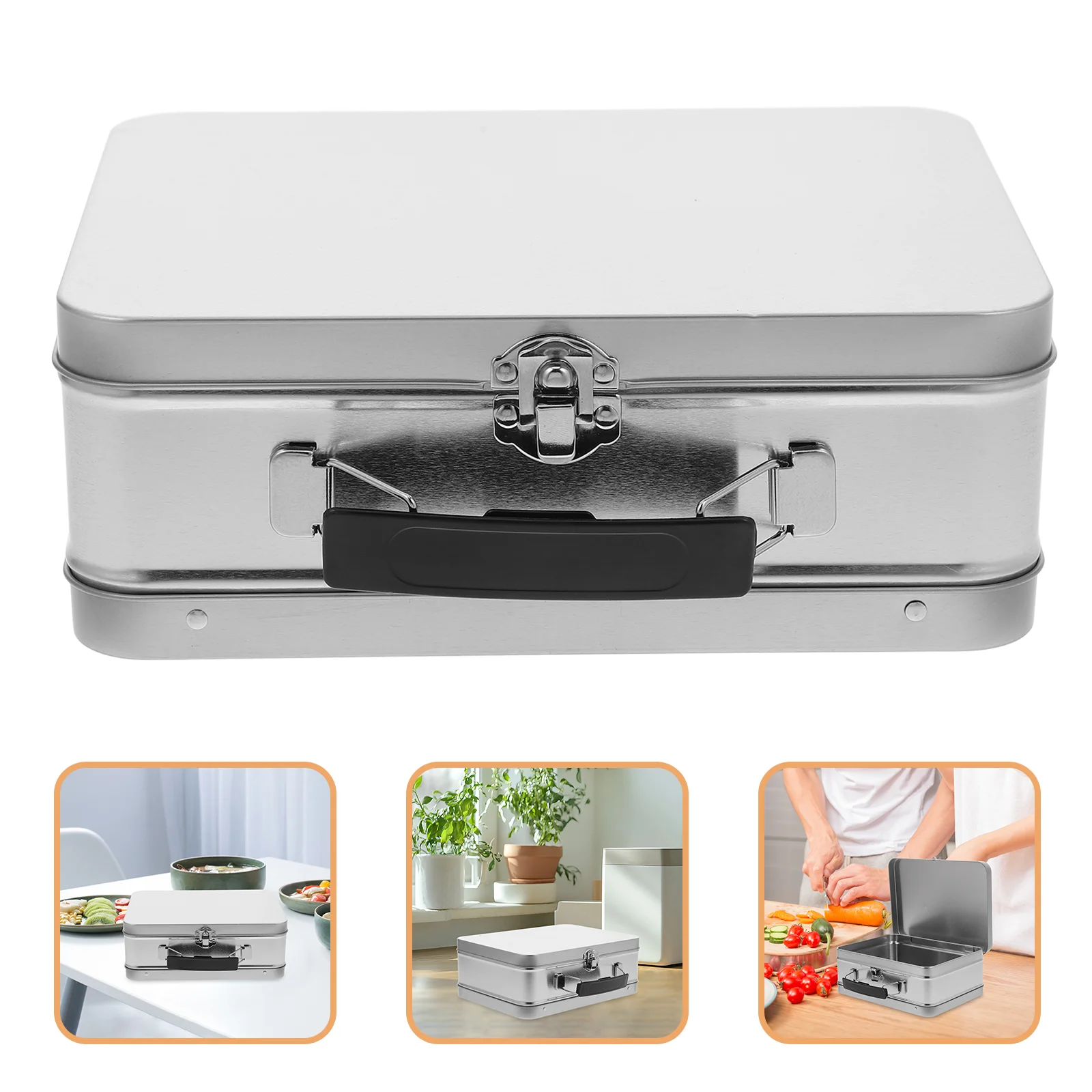 Portable Gift Box Large Cookie Tins with Lids Metal Lunch Boxes Lunchbox Tinplate Container