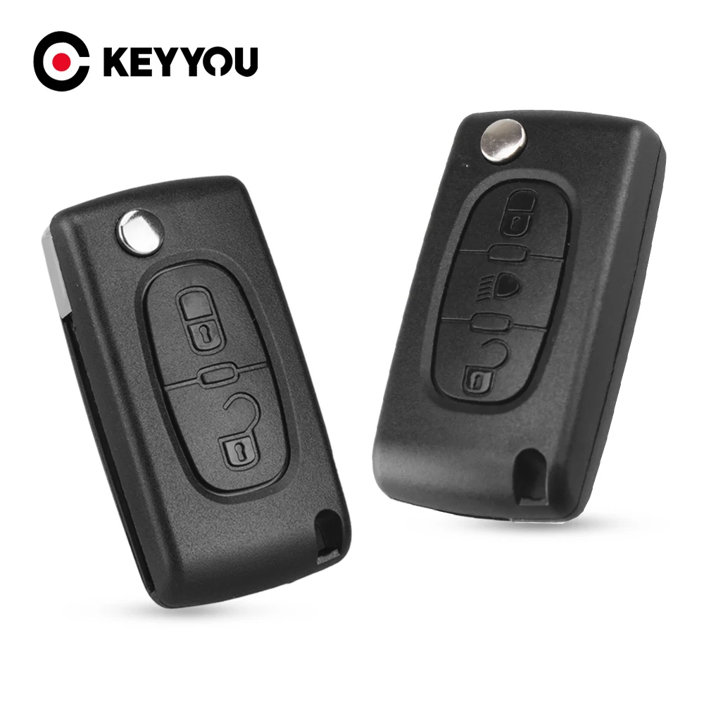 

KEYYOU 30X Car Key Case Shell For Peugeot 206 407 307 For Citroen C2 C3 C4 C5 C6 Berlingo Folding Remote Key Case 2/3/4 Button